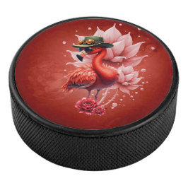 Steampunk Flamingo - Fantasy Digital Artwork Eishockey Puck
