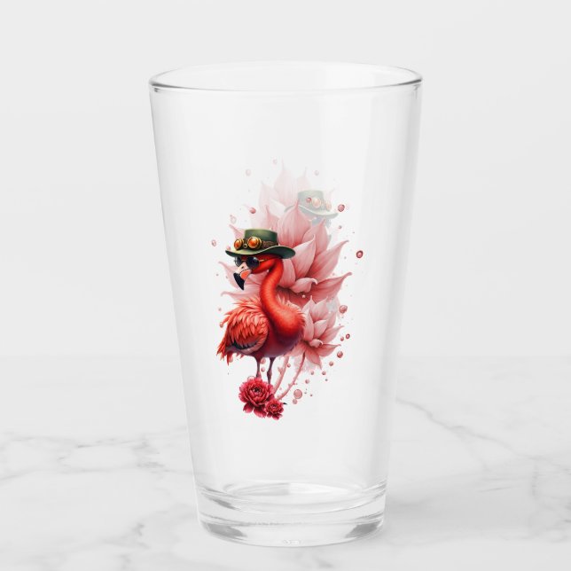 Steampunk Flamingo - Fantasy Digital Artwork Glas (Vorderseite)
