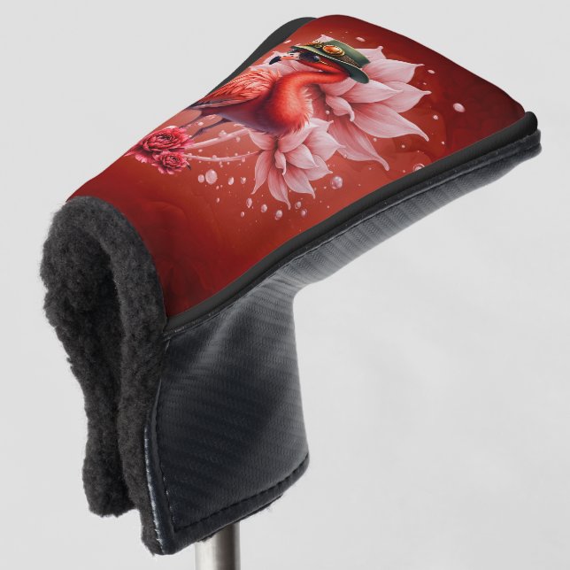 Steampunk Flamingo - Fantasy Digital Artwork Golf Headcover (3/4 Vorderseite)