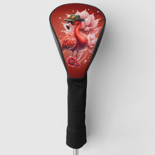 Steampunk Flamingo - Fantasy Digital Artwork Golf Headcover (Vorderseite)