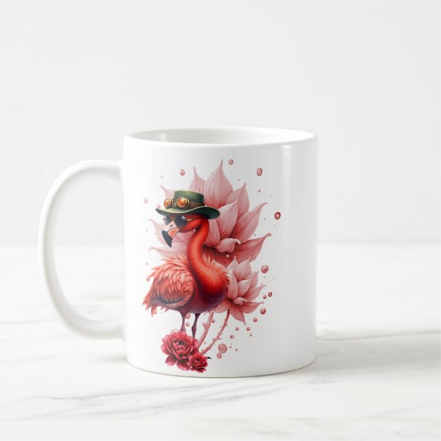 Steampunk Flamingo - Fantasy Digital Artwork Kaffeetasse (Links)