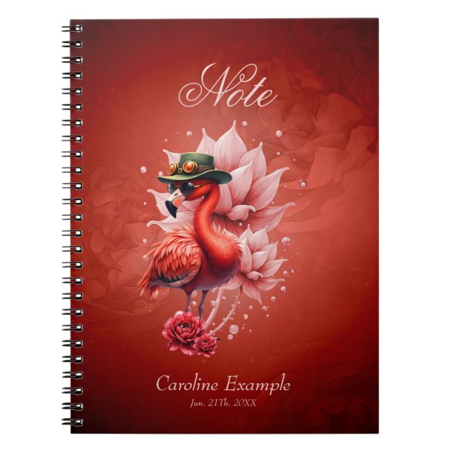 Steampunk Flamingo - Fantasy Digital Artwork Notizblock (Vorderseite)