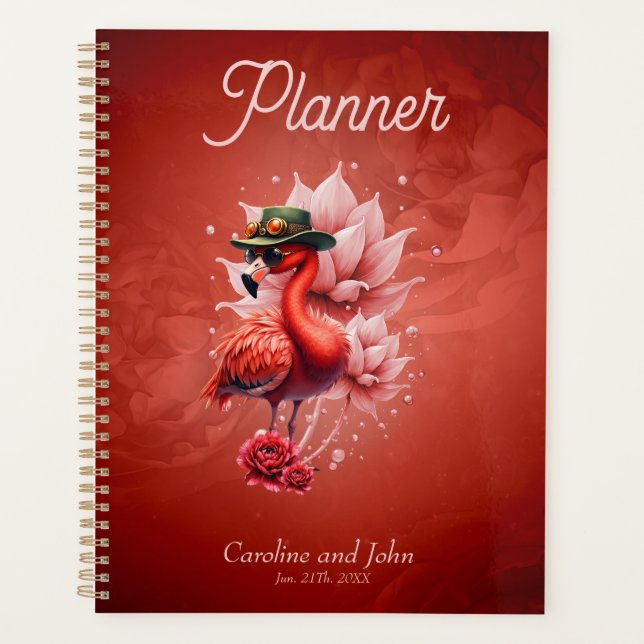 Steampunk Flamingo - Fantasy Digital Artwork Planer (Vorderseite)