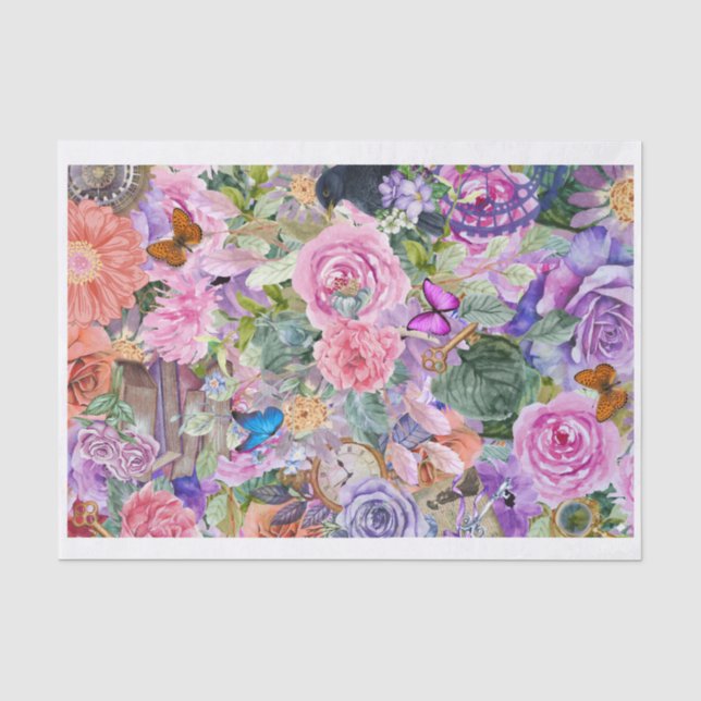 Steampunk Floral Dreams (Seite 2 in Serie) Seidenpapier (Vorderseite)