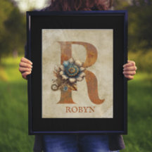 Steampunk Floral Letter R