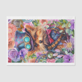 Steampunk Floral Pup Seidenpapier