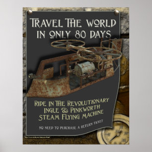Steampunk Flugmaschine-Druck Poster
