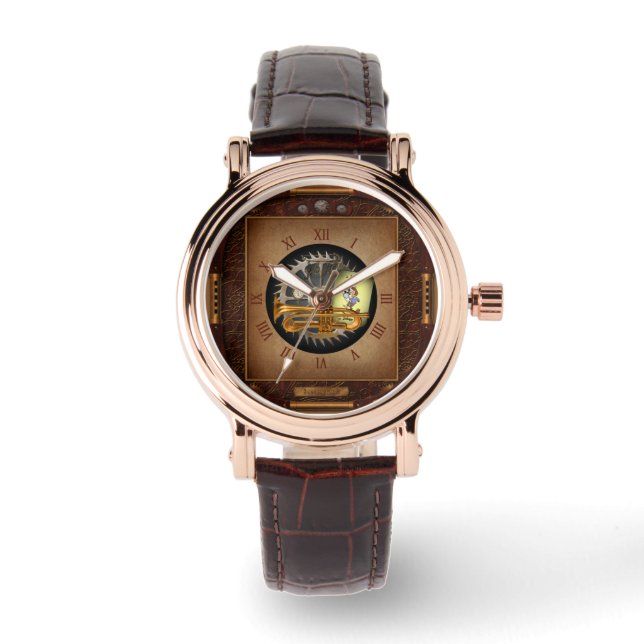 Steampunk Flumpet ~ Flügelhorn und Trumpet ~ Watch Armbanduhr (Vorderseite)