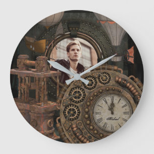 Steampunk-Foto-Rahmenwerk für industrielle Uhrenm Große Wanduhr
