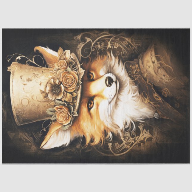 Steampunk Fox Head Seidenpapier (Vorderseite)