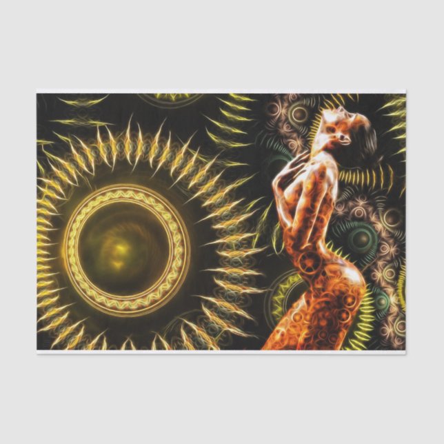 Steampunk Fraktal Fantasy Schöne Frau Seidenpapier (Vorderseite)