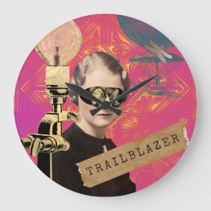 Steampunk-Frau Wegbereiterin Pop-Art Große Wanduhr