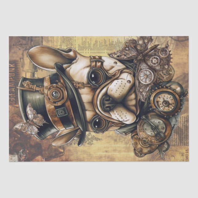 Steampunk French Bulldog Butterfly Seidenpapier (Vorderseite)