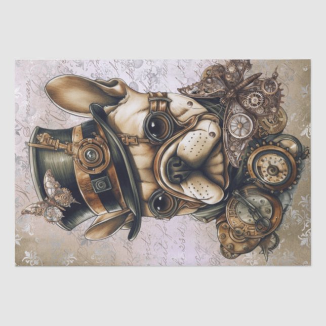 Steampunk French Bulldog Butterfly Seidenpapier (Vorderseite)