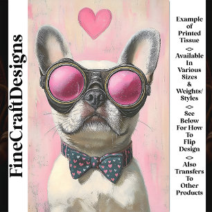 Steampunk French Bulldog + Herz AR5 Decoupage Seidenpapier