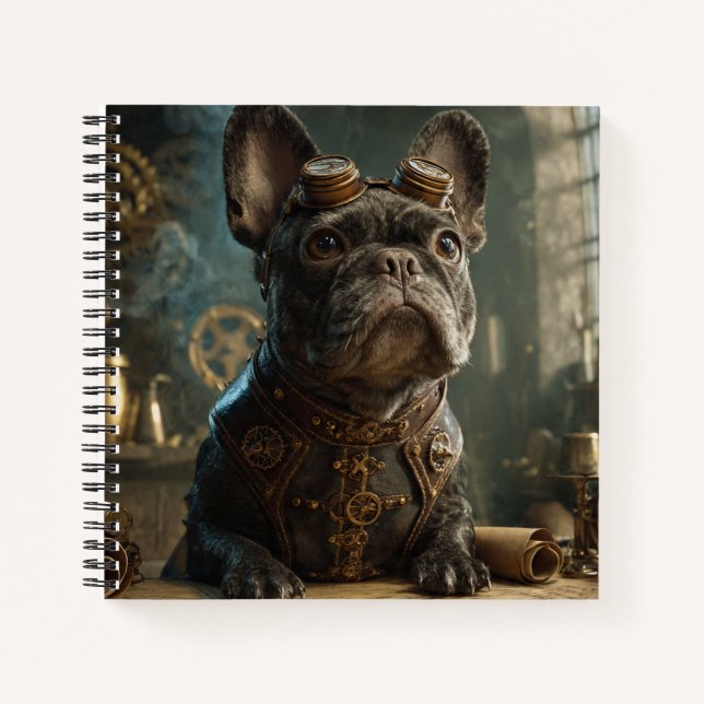 Steampunk Frenchie (Edition 1) - Spiralblock Notizbuch (Vorderseite)