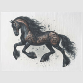 Steampunk Friesian Horse Aquarell Decoupage Seidenpapier