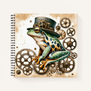 Steampunk Frog & Gears Spiral Notebook Notizbuch