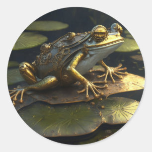 Steampunk Frog Gotische Kunst Runder Aufkleber