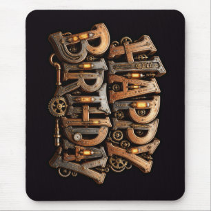Steampunk Frohe Geburtstag Lettering Mousepad