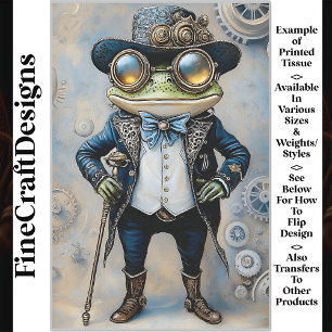 Steampunk Frosch in besten blauen Kleidern R6F Dec Seidenpapier