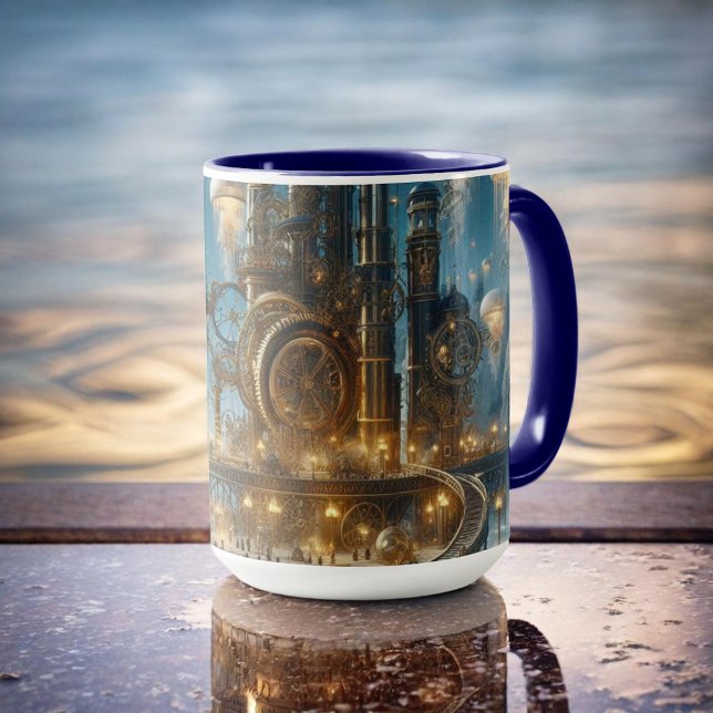 Steampunk Futuristic Ancient City mit Qualle Tasse (Von Creator hochgeladen)