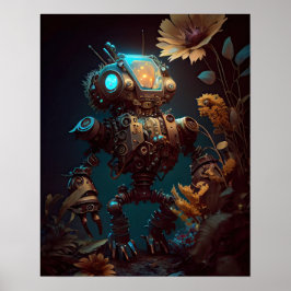 Steampunk Futuristic Robot & Blume Poster