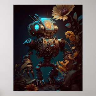 Steampunk Futuristic Robot & Blume Poster