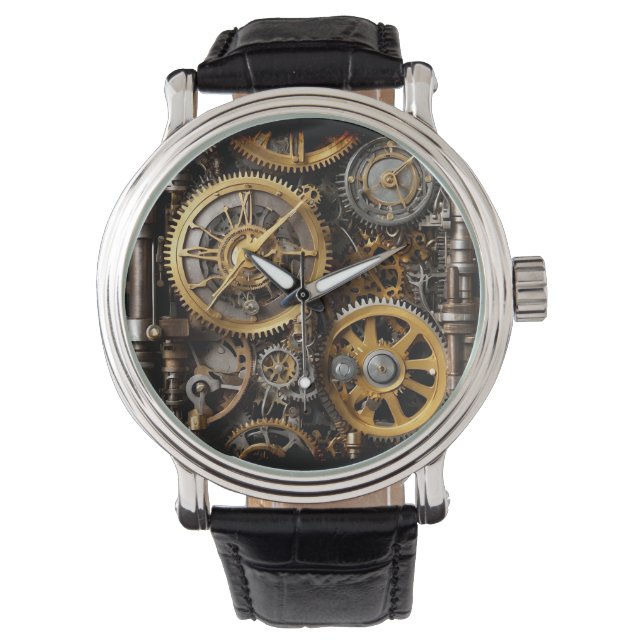 Steampunk-Gear und Lever-Motor Armbanduhr (Vorderseite)