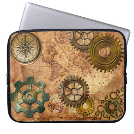Steampunk Gears, Cogs, Brass Compass & Map Theme Laptopschutzhülle