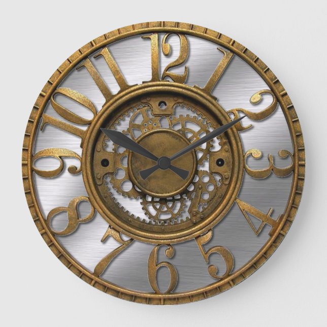Steampunk Gears Große Wanduhr (Vorderseite)