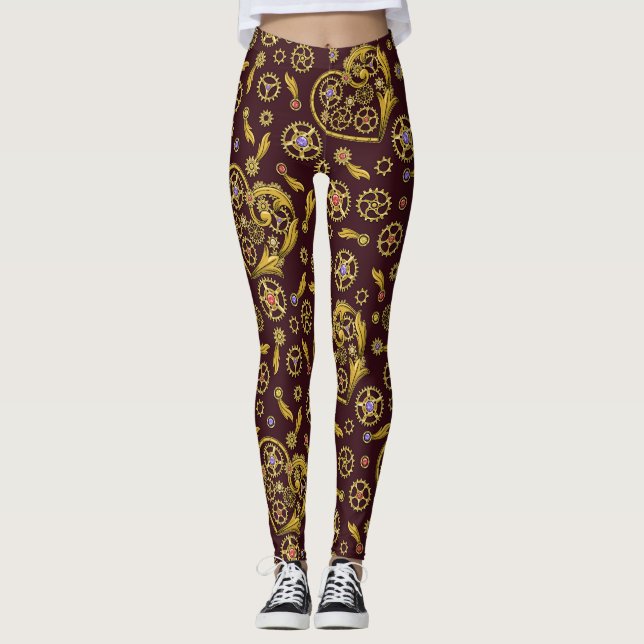 Steampunk Gears Heart Leggings (Vorderseite)