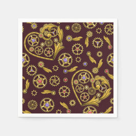 Steampunk Gears Heart Serviette