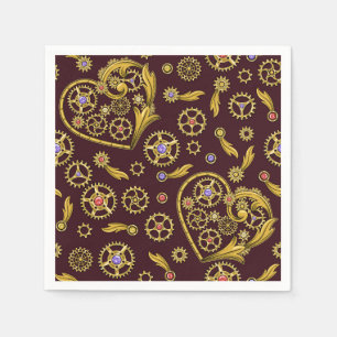 Steampunk Gears Heart Serviette