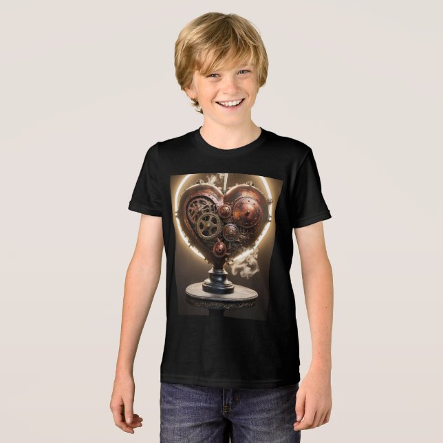 Steampunk Gears Heart Tri-Blend Shirt (Vorderseite voll)
