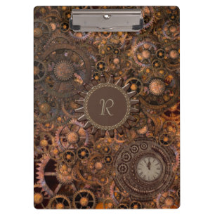 Steampunk Gears Mit Monogramm Klemmbrett
