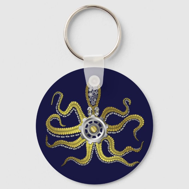 Steampunk Gears Octopus Kraken Schlüsselanhänger (Vorderseite)