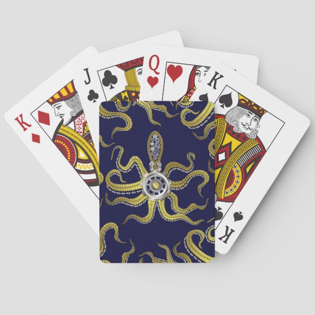 Steampunk Gears Octopus Kraken Spielkarten (Rückseite)