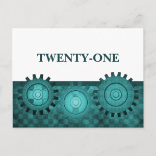 Steampunk-Gears-Postkarte, Aquamarin Postkarte