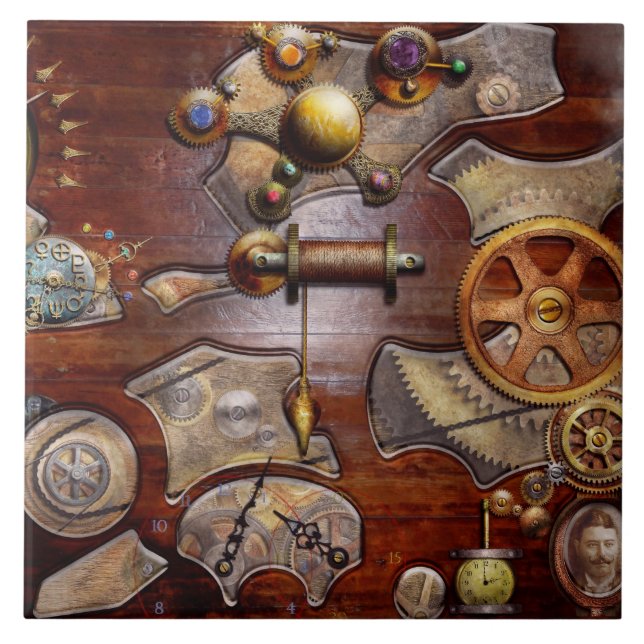 Steampunk - Gears - Reverse Engineering Fliese (Vorderseite)