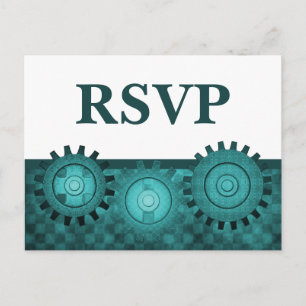 Steampunk Gears UAWG Postcard, Aquamarin Einladungspostkarte
