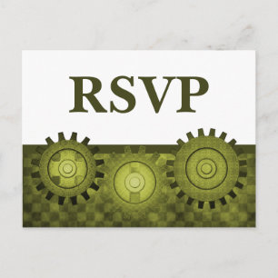 Steampunk Gears UAWG Postcard, grün Einladungspostkarte