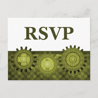Steampunk Gears UAWG Postcard, grün Einladungspostkarte
