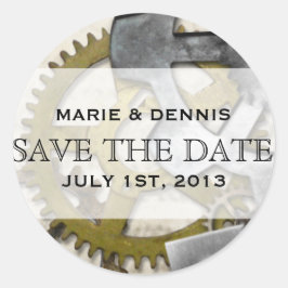 Steampunk Gears Victorian Save Date Stickers