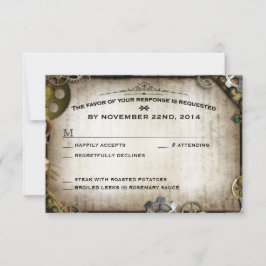 Steampunk Gears Viktorianische Hochzeitsreaktion RSVP Karte