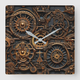 Steampunk Gears Wall Clock Quadratische Wanduhr
