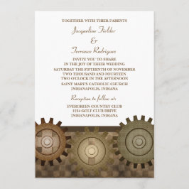 Steampunk Gears Wedding Invite, Brown Einladung