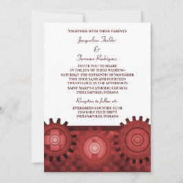 Steampunk Gears Wedding Invite, Red Einladung