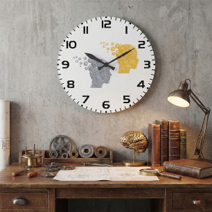 Steampunk-Gehirnleistungs-Zahnradköpfe Große Wanduhr