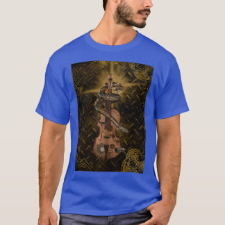 Steampunk-Geige mit Steampunk-chinesischem Drachen T-Shirt
